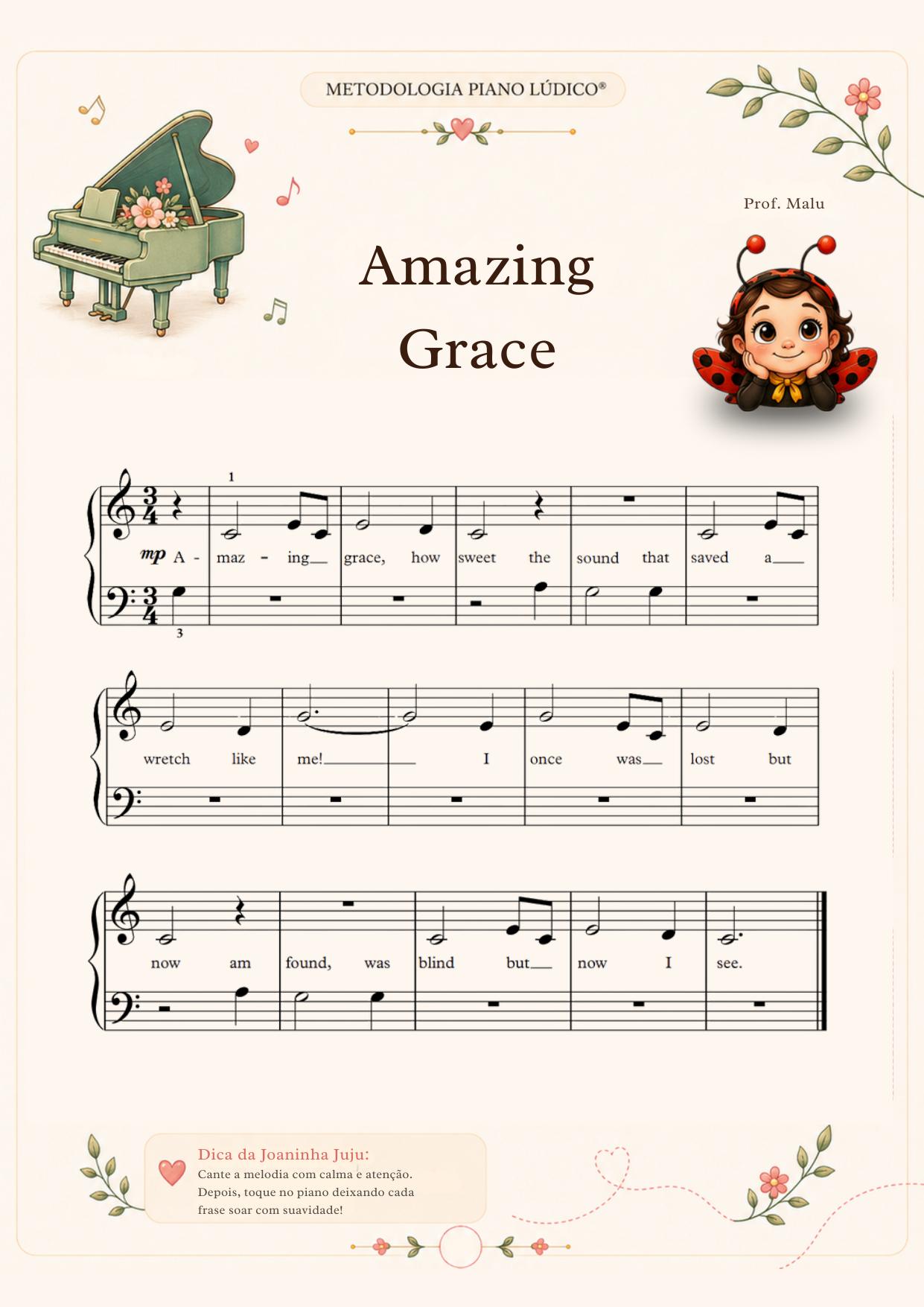 Capa do material 5 Partituras Lúdicas para primeiras aulas de piano infantil